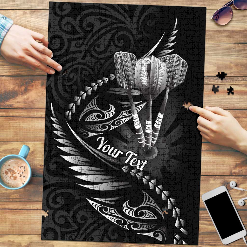 Personalised All Black New Zealand Darts Puzzle Aoteroa Fern Maori Galaxy Style LT14 Black - Polynesian Pride