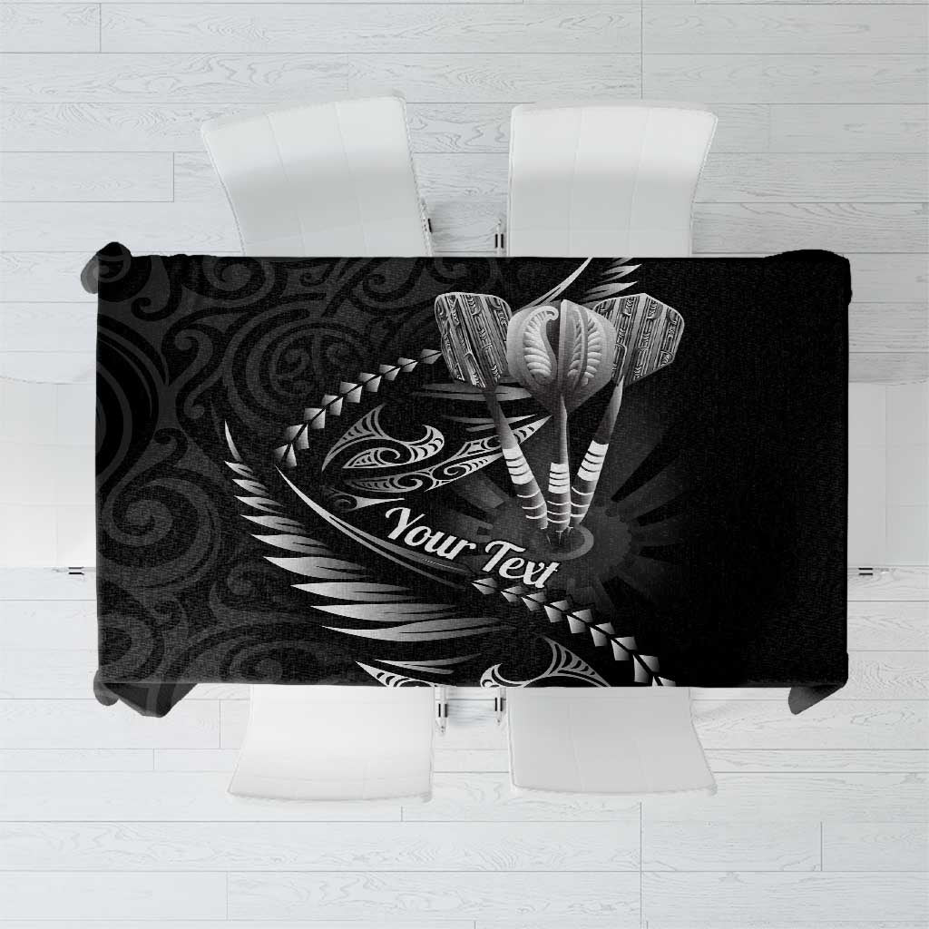 Personalised All Black New Zealand Darts Tablecloth Aoteroa Fern Maori Galaxy Style LT14 Black - Polynesian Pride
