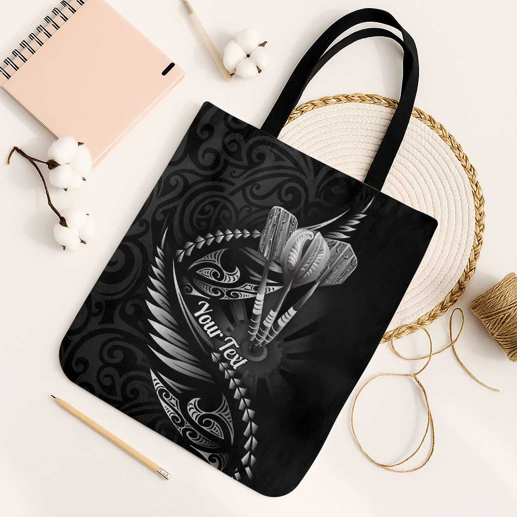 Personalised All Black New Zealand Darts Tote Bag Aoteroa Fern Maori Galaxy Style LT14 Black Strap One Size Black - Polynesian Pride