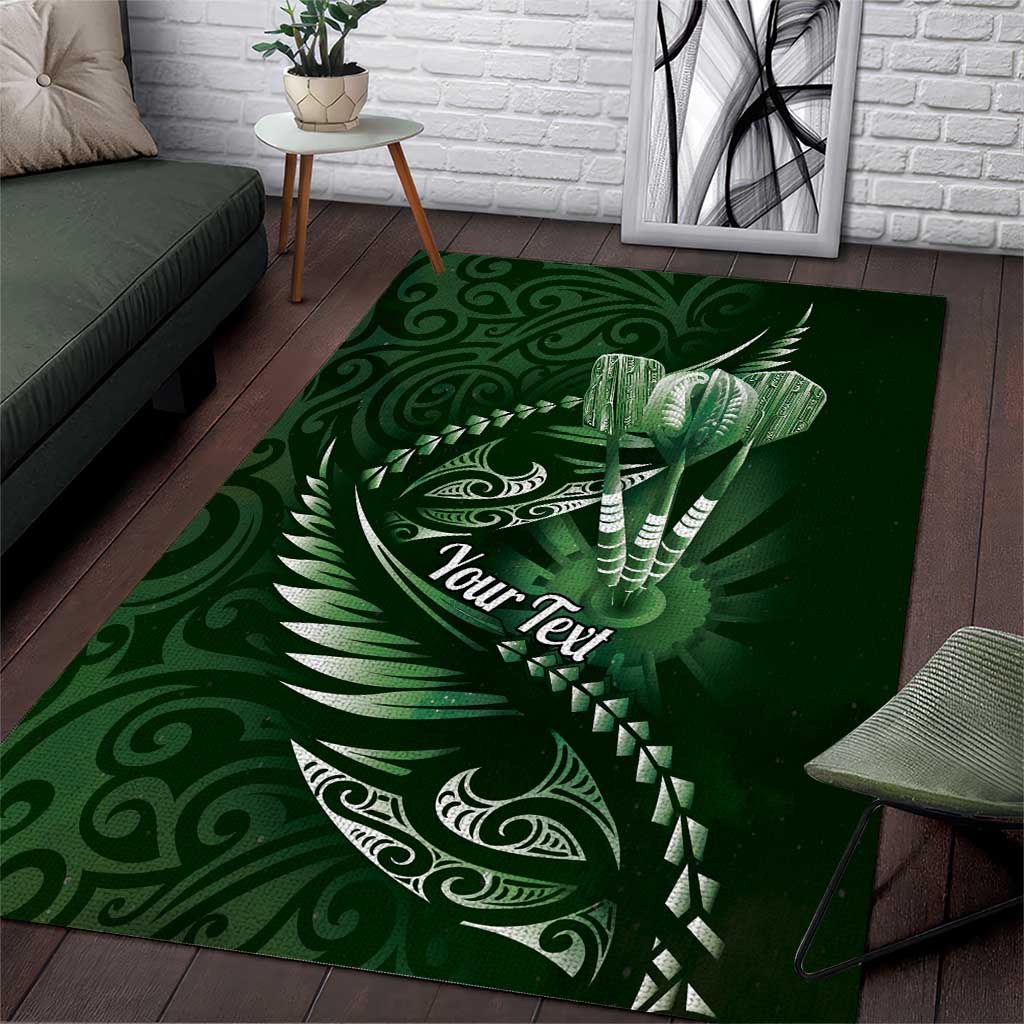 Personalised All Green New Zealand Darts Area Rug Aoteroa Fern Maori Galaxy Style LT14 Green - Polynesian Pride