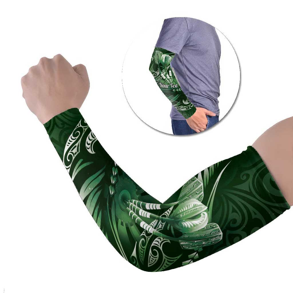 Personalised All Green New Zealand Darts Arm Sleeves Aoteroa Fern Maori Galaxy Style LT14 Set of 2 Green - Polynesian Pride