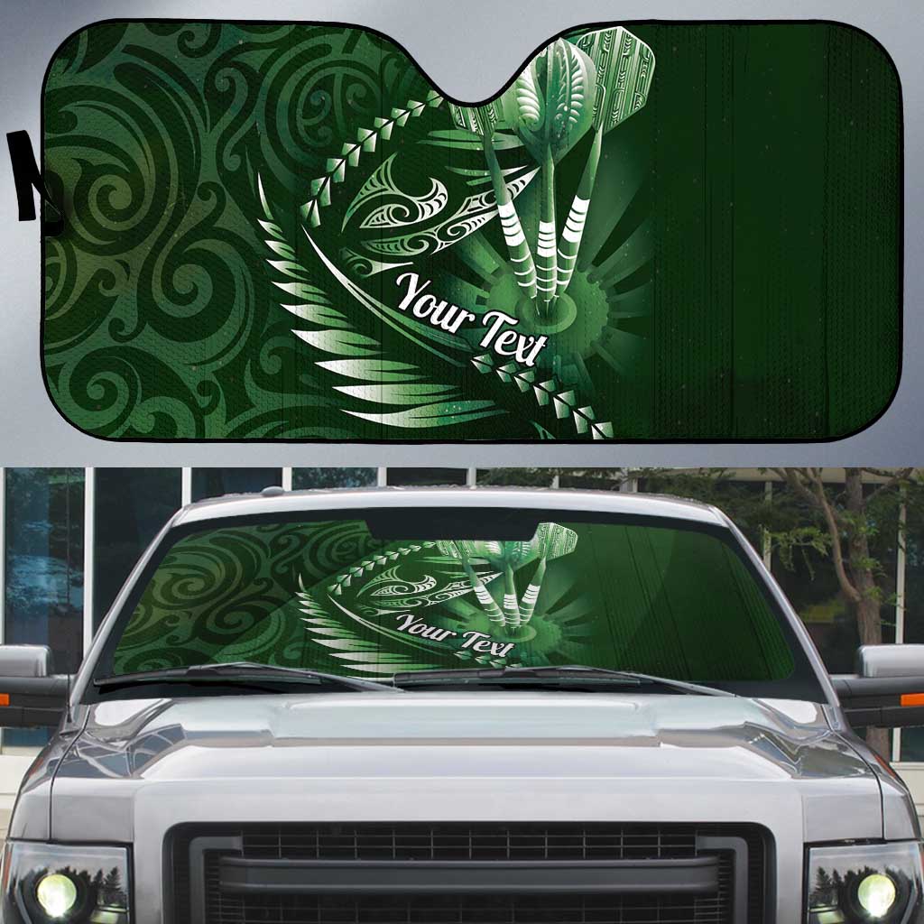 Personalised All Green New Zealand Darts Auto Sun Shade Aoteroa Fern Maori Galaxy Style LT14 Green - Polynesian Pride
