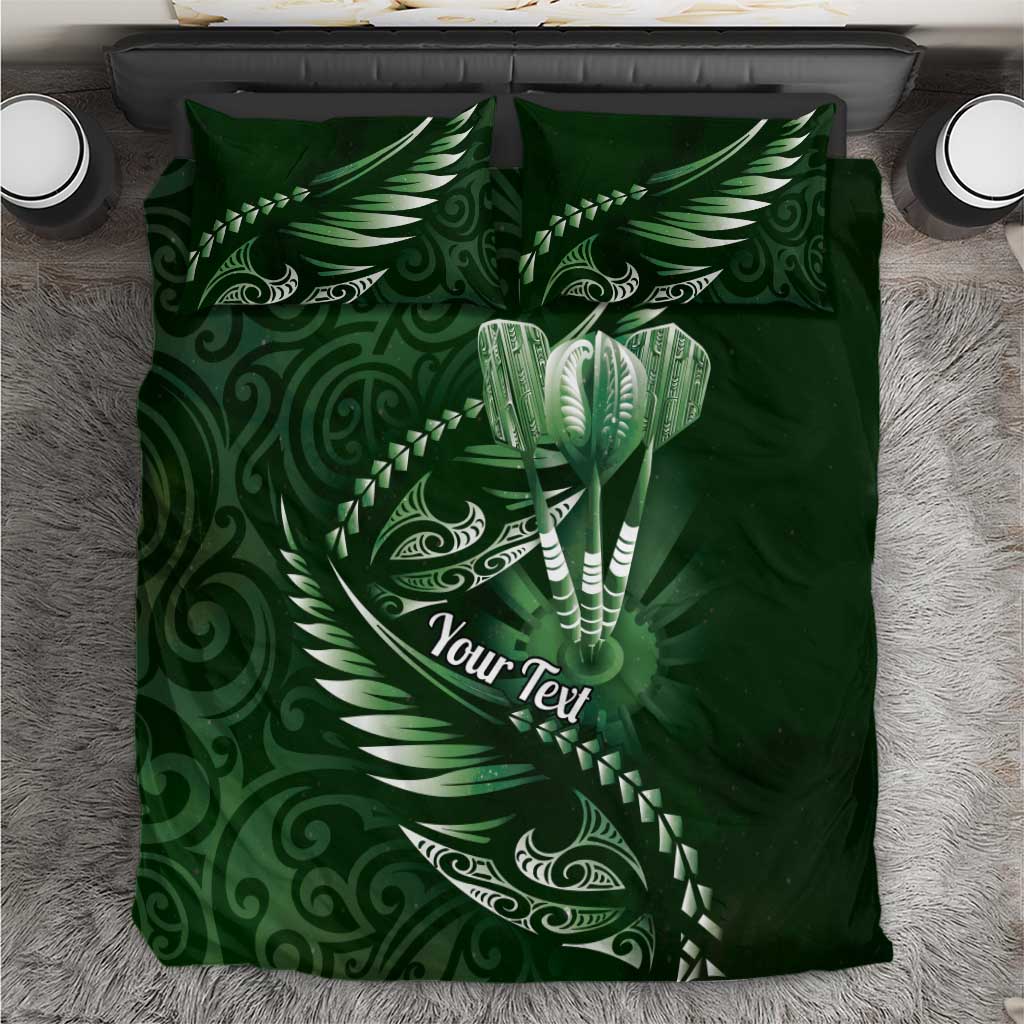 Personalised All Green New Zealand Darts Bedding Set Aoteroa Fern Maori Galaxy Style LT14 Green - Polynesian Pride