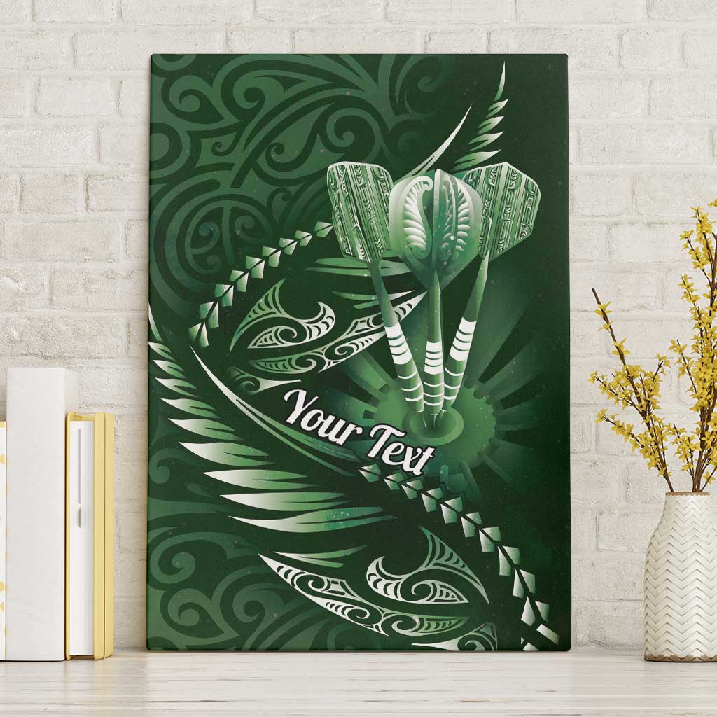 Personalised All Green New Zealand Darts Canvas Wall Art Aoteroa Fern Maori Galaxy Style LT14 Without Frame Green - Polynesian Pride