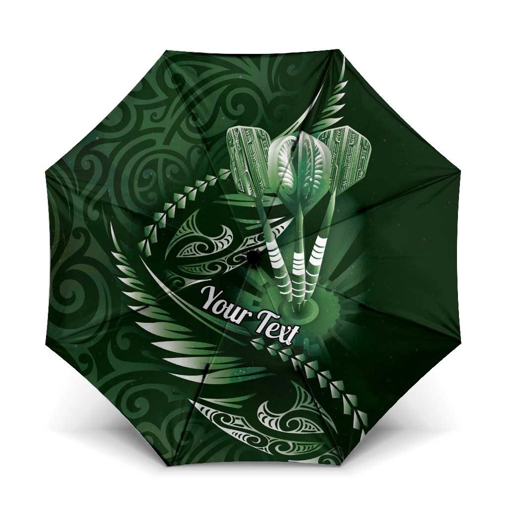 Personalised All Green New Zealand Darts Umbrella Aoteroa Fern Maori Galaxy Style LT14 One Size Folded 11.42 inch Opened Diameter 37.4 inch Green - Polynesian Pride