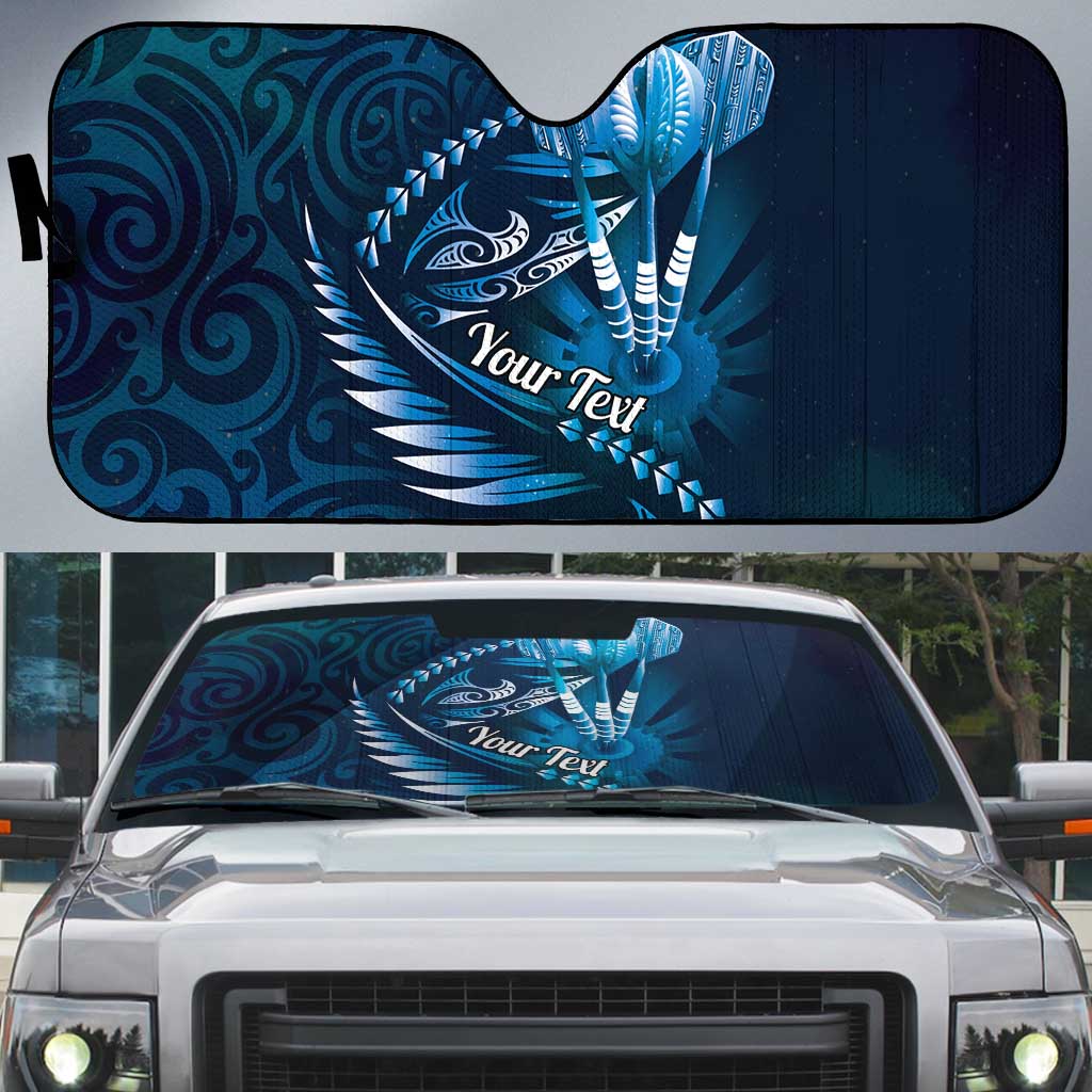 Personalised All Blue New Zealand Darts Auto Sun Shade Aoteroa Fern Maori Galaxy Style LT14 Blue - Polynesian Pride