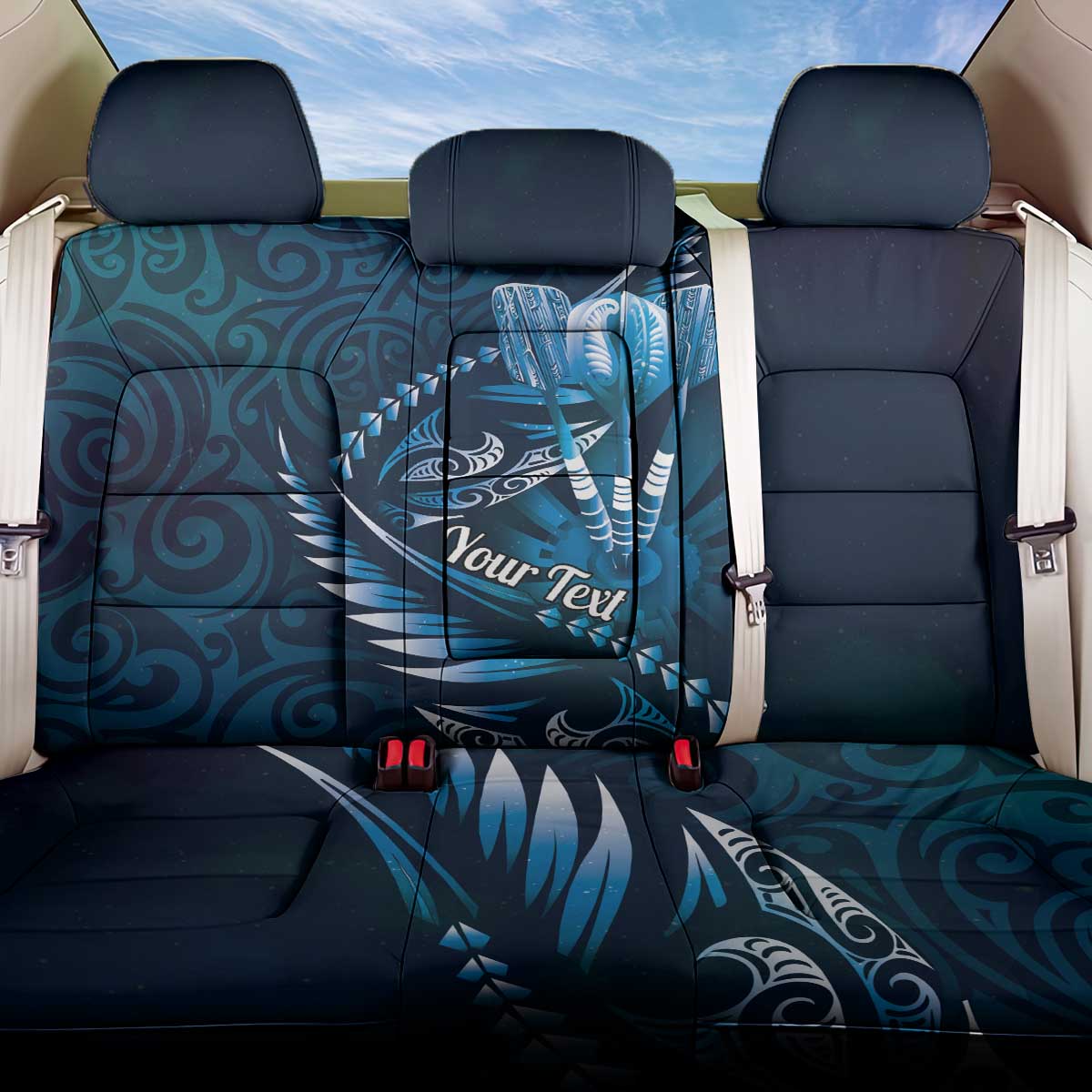 Personalised All Blue New Zealand Darts Back Car Seat Cover Aoteroa Fern Maori Galaxy Style LT14 One Size Blue - Polynesian Pride