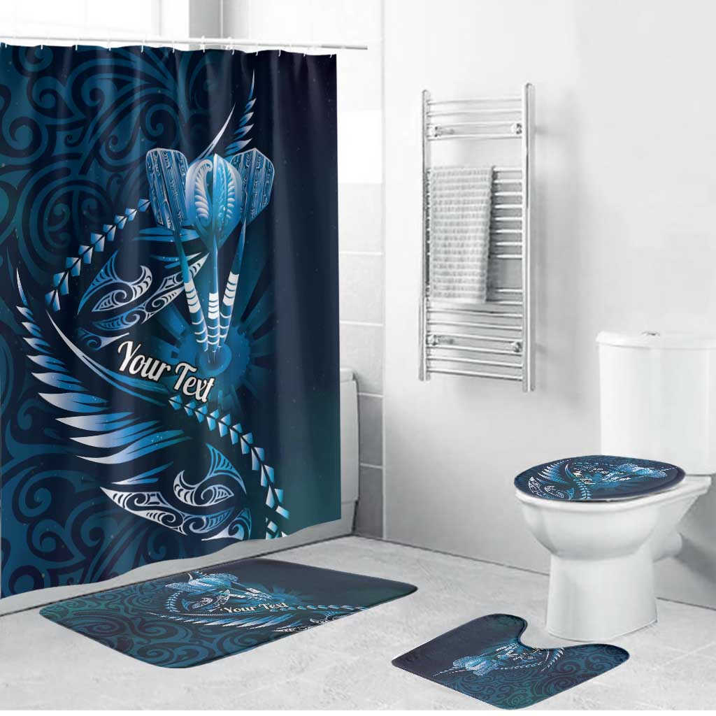 Personalised All Blue New Zealand Darts Bathroom Set Aoteroa Fern Maori Galaxy Style LT14 Bathroom Set (4 pcs) Blue - Polynesian Pride