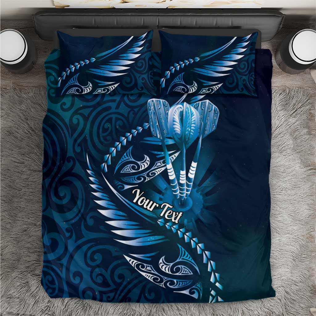 Personalised All Blue New Zealand Darts Bedding Set Aoteroa Fern Maori Galaxy Style LT14 Blue - Polynesian Pride