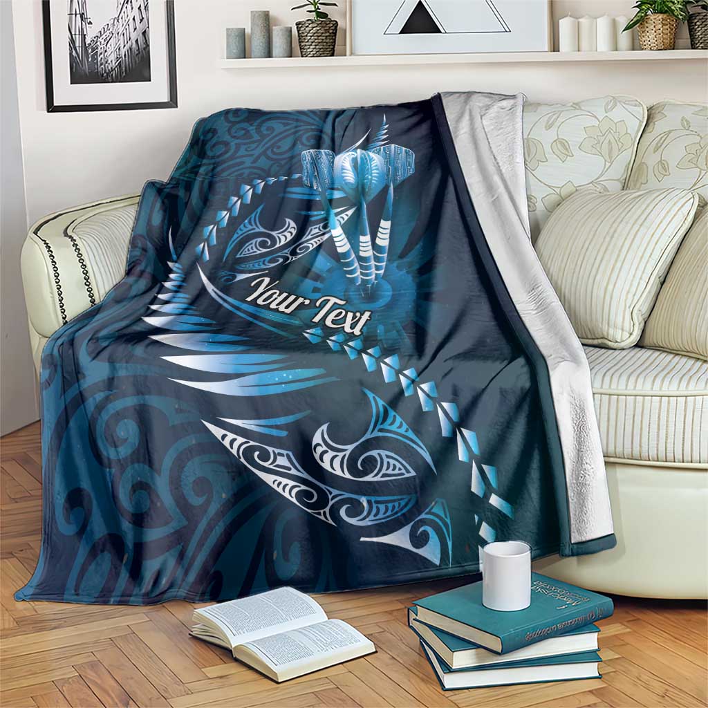 Personalised All Blue New Zealand Darts Blanket Aoteroa Fern Maori Galaxy Style LT14 Blue - Polynesian Pride