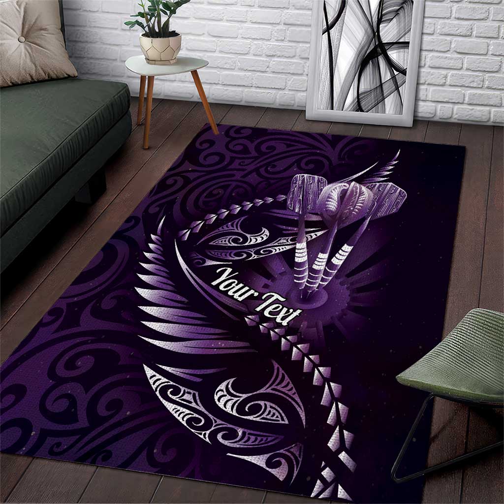 Personalised All Purple New Zealand Darts Area Rug Aoteroa Fern Maori Galaxy Style LT14 Purple - Polynesian Pride