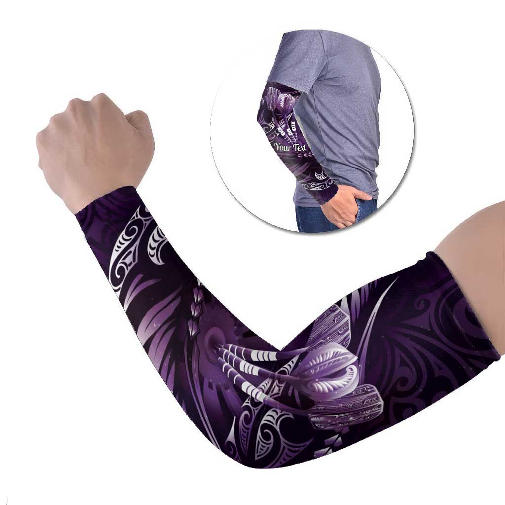 Personalised All Purple New Zealand Darts Arm Sleeves Aoteroa Fern Maori Galaxy Style LT14 Set of 2 Purple - Polynesian Pride