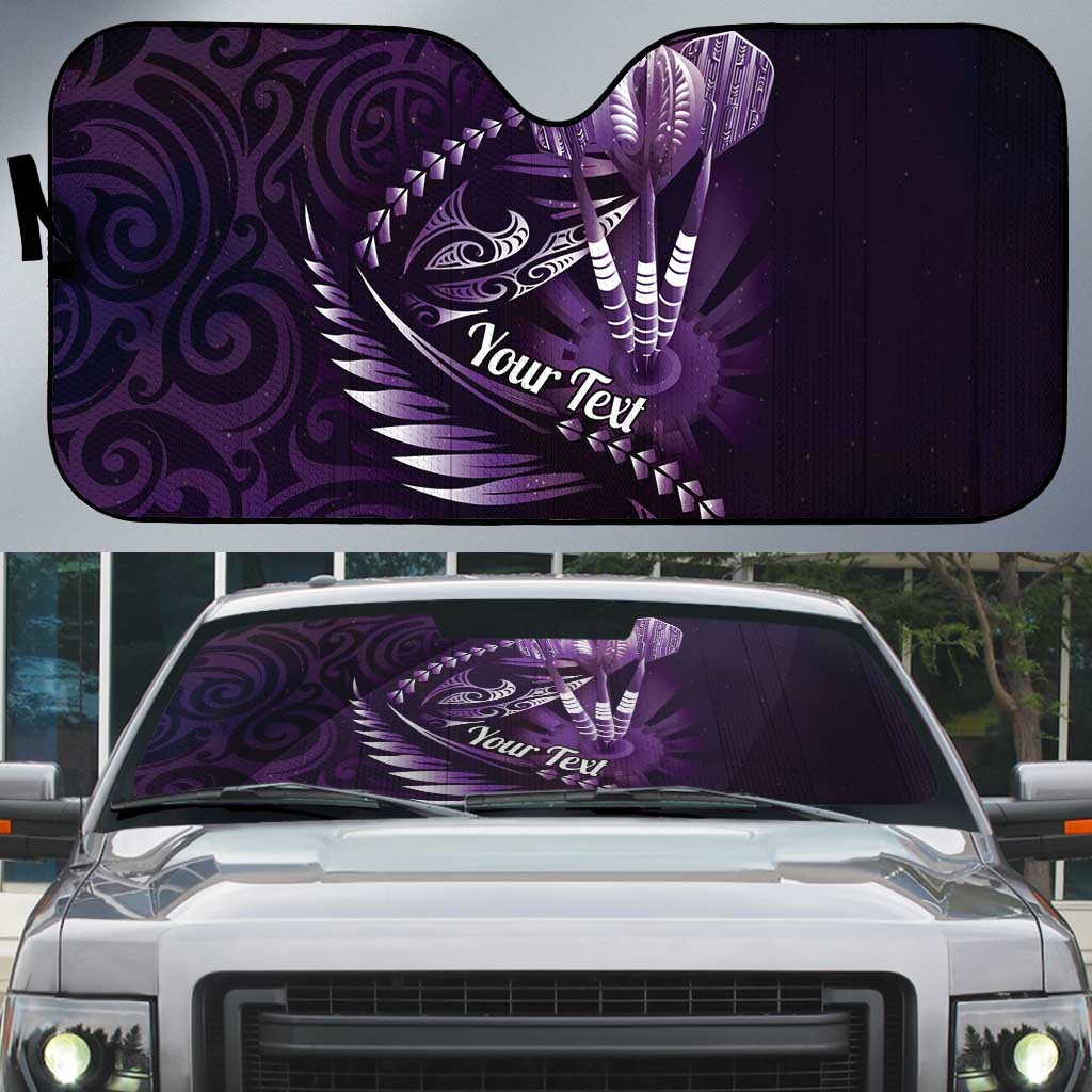 Personalised All Purple New Zealand Darts Auto Sun Shade Aoteroa Fern Maori Galaxy Style LT14 Purple - Polynesian Pride