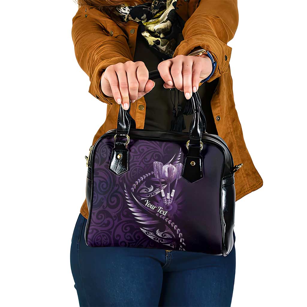 Personalised All Purple New Zealand Darts Shoulder Handbag Aoteroa Fern Maori Galaxy Style LT14 One Size Purple - Polynesian Pride