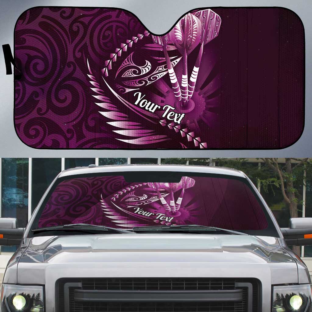 Personalised All Pink New Zealand Darts Auto Sun Shade Aoteroa Fern Maori Galaxy Style LT14 Pink - Polynesian Pride