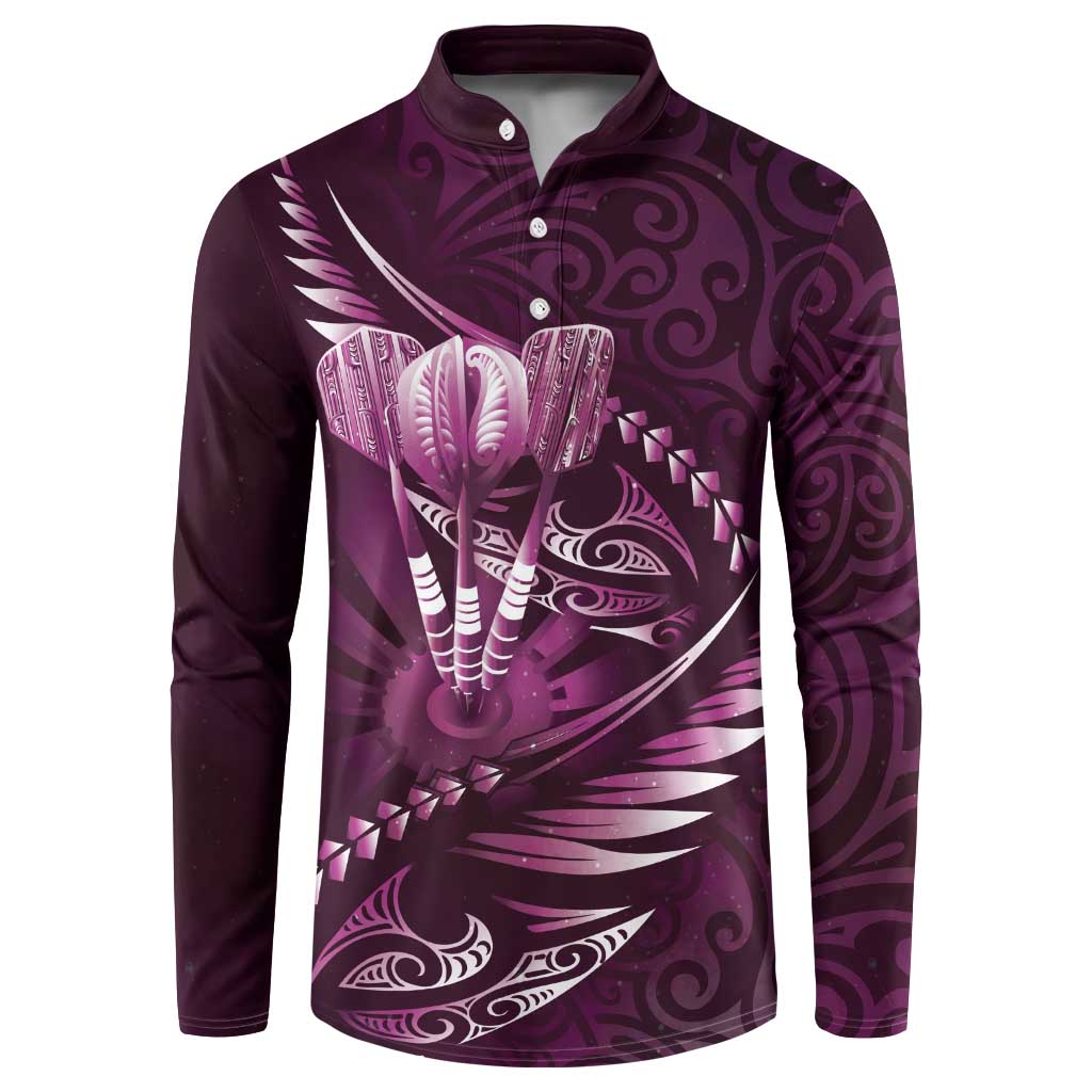 Personalised All Pink New Zealand Darts Button Sweatshirt Aoteroa Fern Maori Galaxy Style LT14 Pink - Polynesian Pride