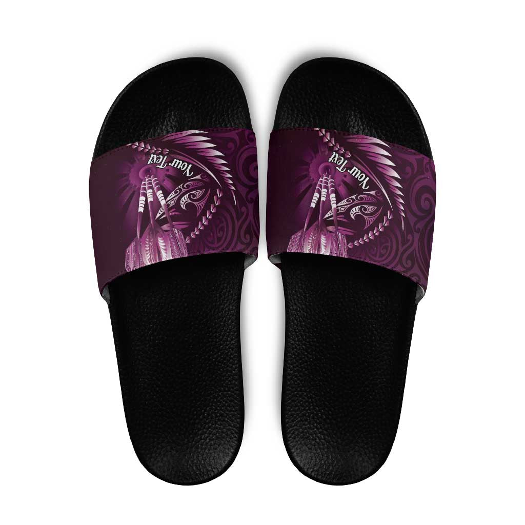 Personalised All Pink New Zealand Darts Slide Sandals Aoteroa Fern Maori Galaxy Style LT14 Pink - Polynesian Pride