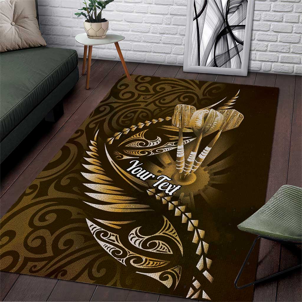 Personalised All Gold New Zealand Darts Area Rug Aoteroa Fern Maori Galaxy Style LT14 Gold - Polynesian Pride