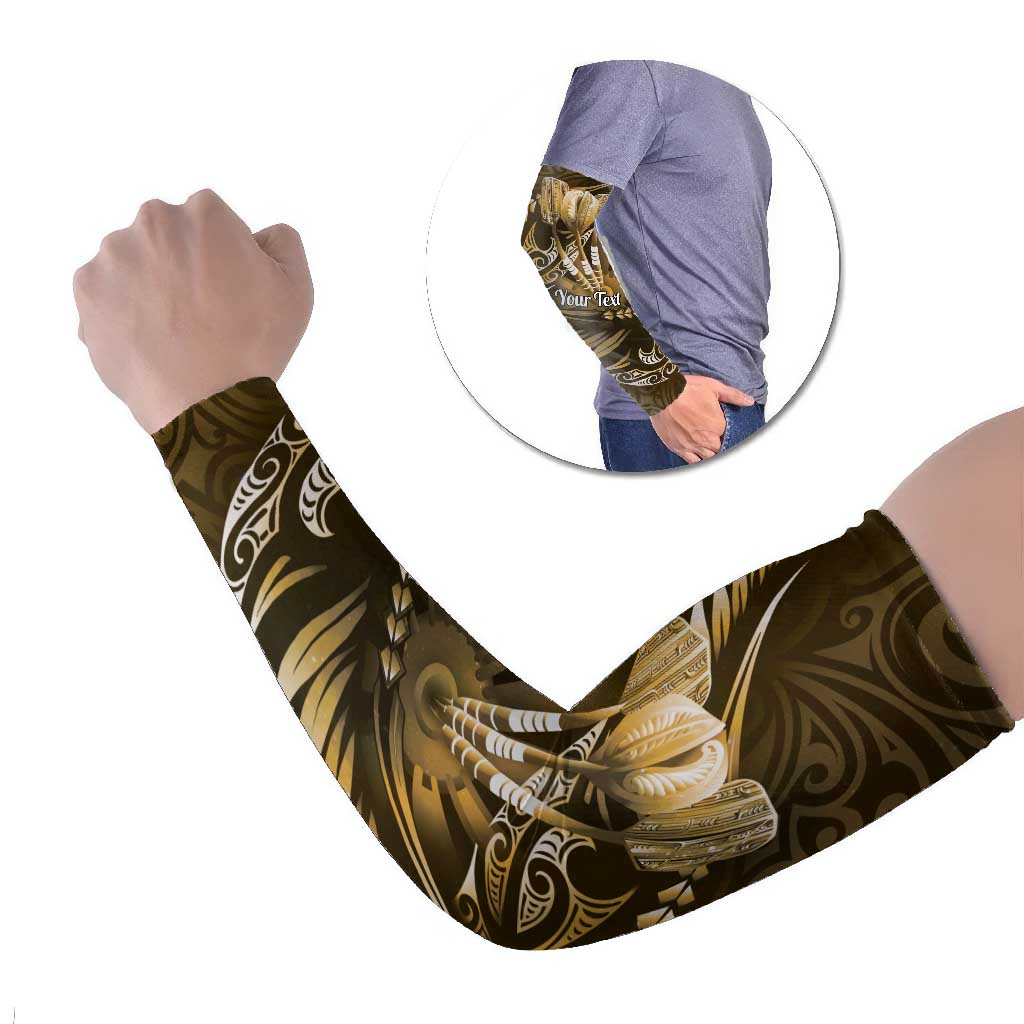 Personalised All Gold New Zealand Darts Arm Sleeves Aoteroa Fern Maori Galaxy Style LT14 Set of 2 Gold - Polynesian Pride