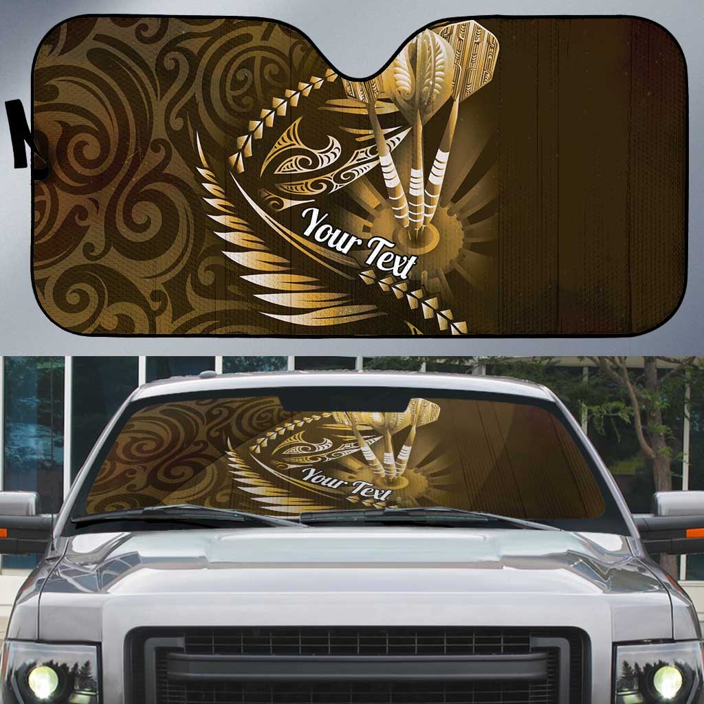 Personalised All Gold New Zealand Darts Auto Sun Shade Aoteroa Fern Maori Galaxy Style LT14 Gold - Polynesian Pride
