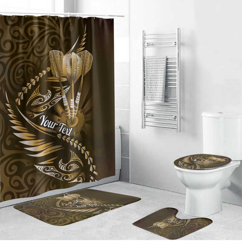 Personalised All Gold New Zealand Darts Bathroom Set Aoteroa Fern Maori Galaxy Style LT14 Bathroom Set (4 pcs) Gold - Polynesian Pride