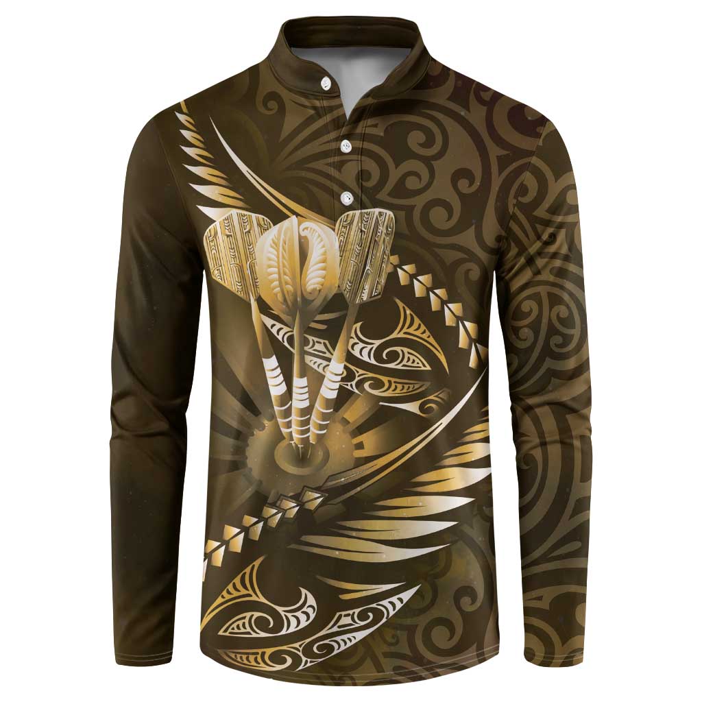Personalised All Gold New Zealand Darts Button Sweatshirt Aoteroa Fern Maori Galaxy Style LT14 Gold - Polynesian Pride