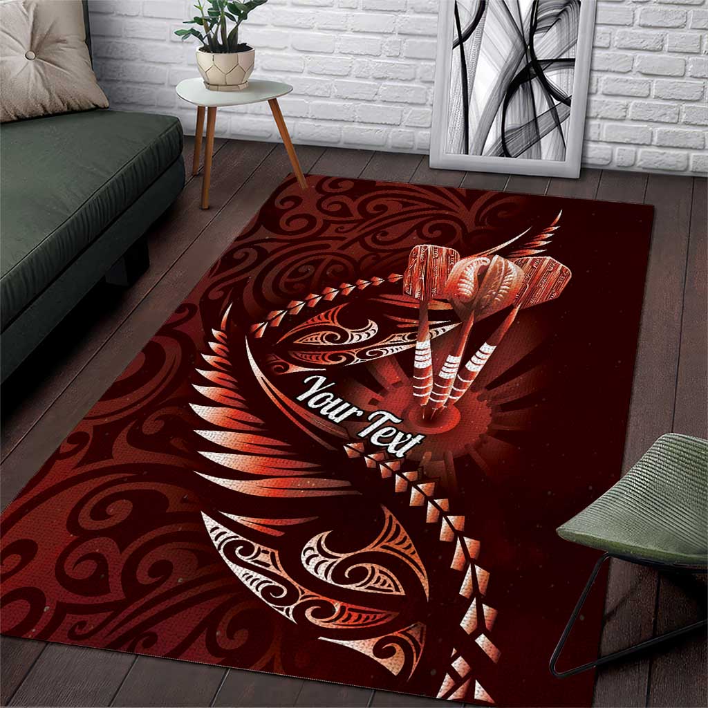 Personalised All Red New Zealand Darts Area Rug Aoteroa Fern Maori Galaxy Style LT14 Red - Polynesian Pride