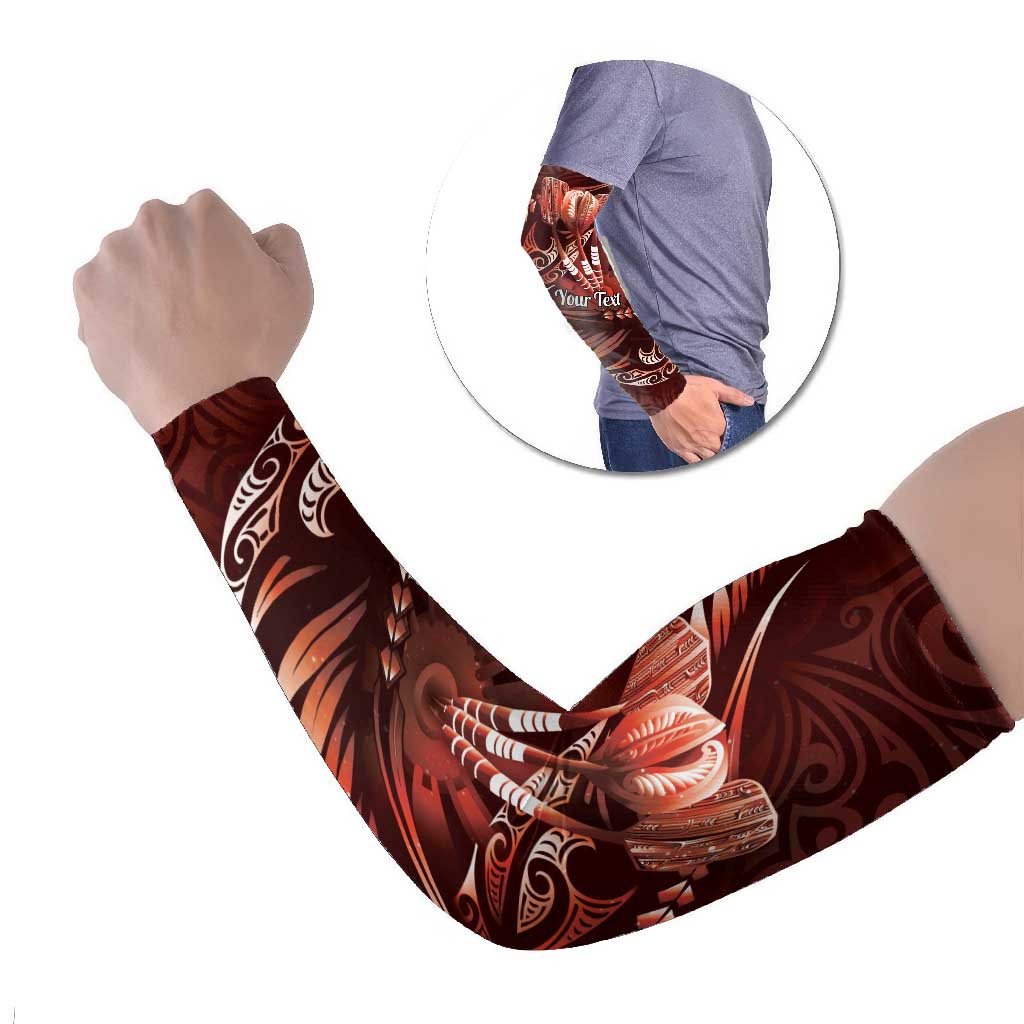 Personalised All Red New Zealand Darts Arm Sleeves Aoteroa Fern Maori Galaxy Style LT14 Set of 2 Red - Polynesian Pride