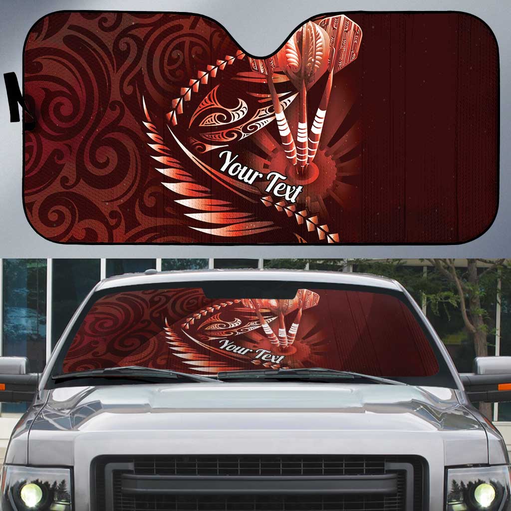 Personalised All Red New Zealand Darts Auto Sun Shade Aoteroa Fern Maori Galaxy Style LT14 Red - Polynesian Pride