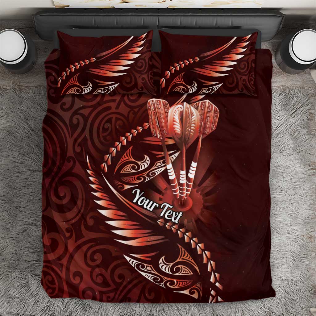 Personalised All Red New Zealand Darts Bedding Set Aoteroa Fern Maori Galaxy Style LT14 Red - Polynesian Pride