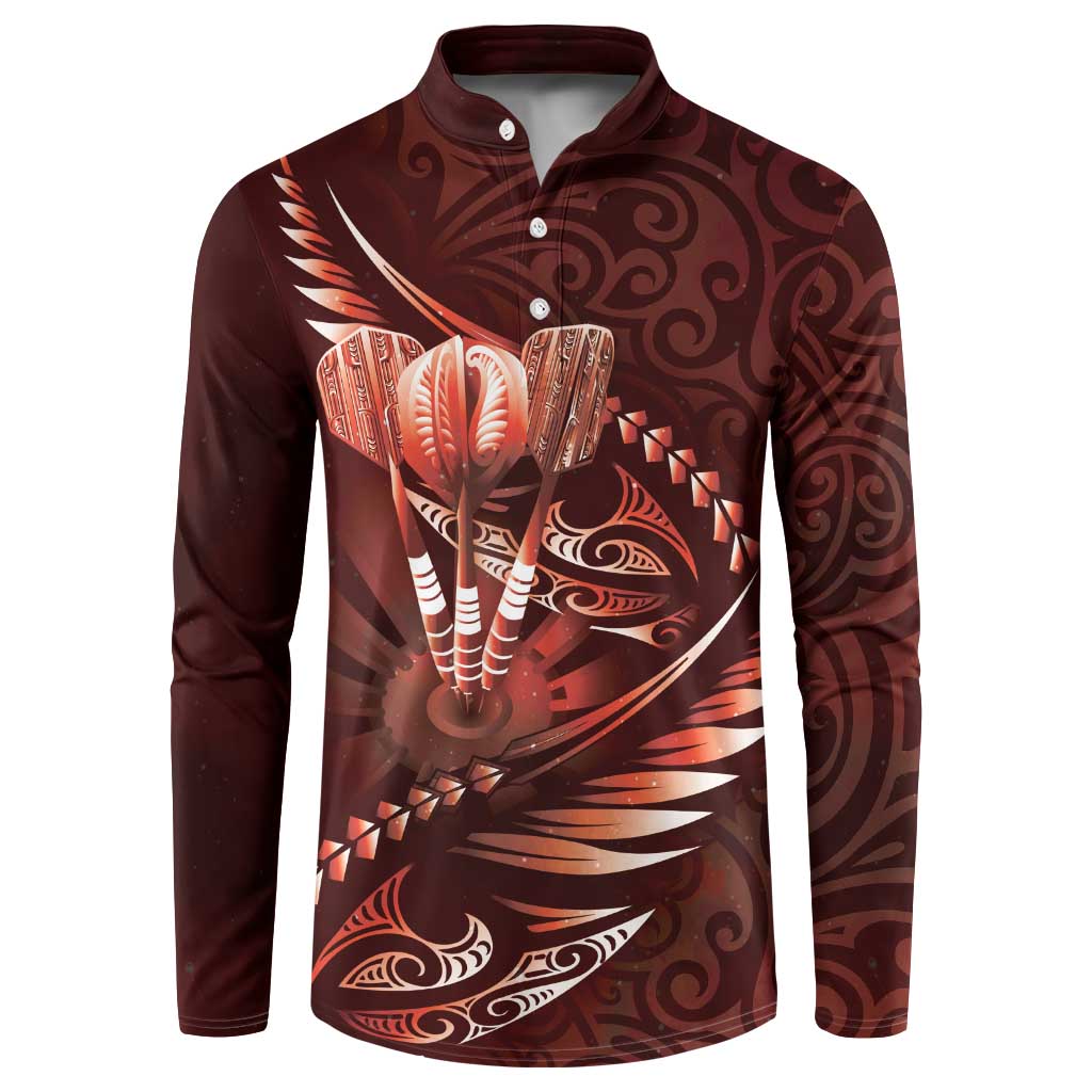 Personalised All Red New Zealand Darts Button Sweatshirt Aoteroa Fern Maori Galaxy Style LT14 Red - Polynesian Pride