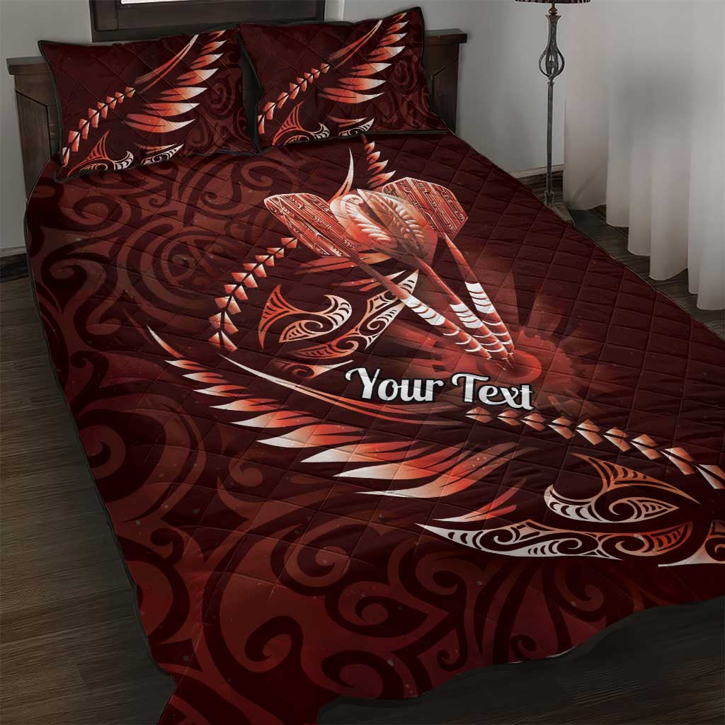 Personalised All Red New Zealand Darts Quilt Bed Set Aoteroa Fern Maori Galaxy Style LT14 Red - Polynesian Pride