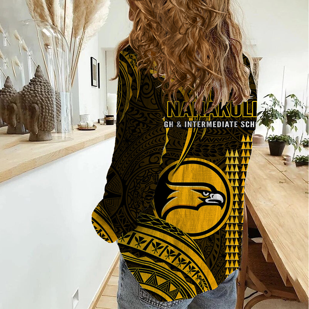 Hawaii Nanakuli High And Intermediate School Women Casual Shirt Polynesian Kakau Pattern LT14 - Polynesian Pride