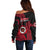 Hawaii Kahuku High And Intermediate School Off Shoulder Sweater Red Raiders Kakau Pattern LT14 - Polynesian Pride