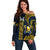 Hawaii Hilo High School Off Shoulder Sweater Vikings Polynesian Kakau Pattern LT14 Women Gold - Polynesian Pride