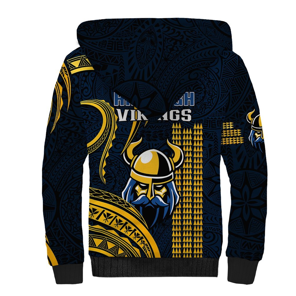 Hawaii Hilo High School Sherpa Hoodie Vikings Polynesian Kakau Pattern LT14 - Polynesian Pride