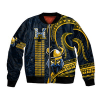Personalised Hawaii Hilo High School Bomber Jacket Vikings Polynesian Kakau Pattern LT14 Unisex Gold - Polynesian Pride