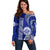 Personalised Hawaii Waiakea High School Off Shoulder Sweater Polynesian Kakau Pattern LT14 Women Blue - Polynesian Pride