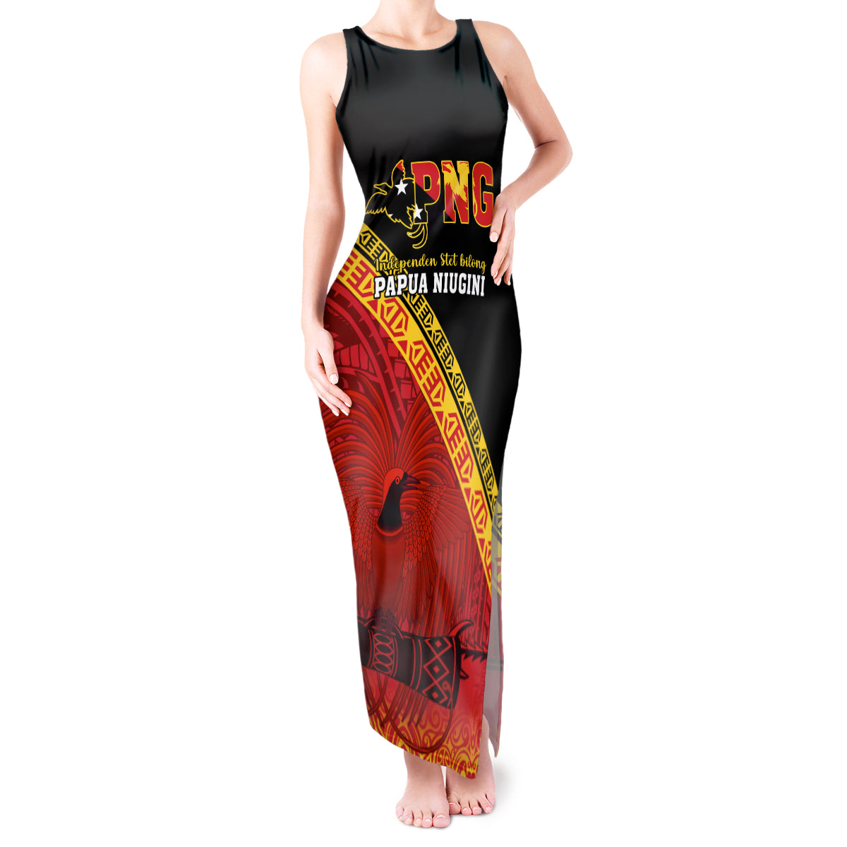 Papua New Guinea Tank Maxi Dress Independen Stet bilong Papua Niugini Unique Version LT14 Women Red - Polynesian Pride