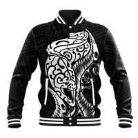 New Zealand Eel Baseball Jacket Tuna Aotearoa Maori Patten - Black LT14 Unisex Black - Polynesian Pride