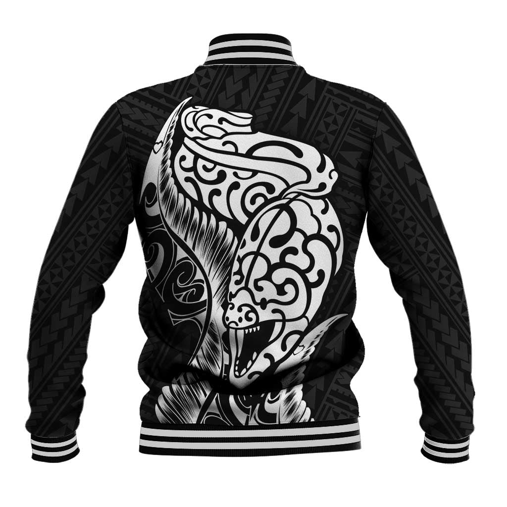 New Zealand Eel Baseball Jacket Tuna Aotearoa Maori Patten - Black LT14 - Polynesian Pride
