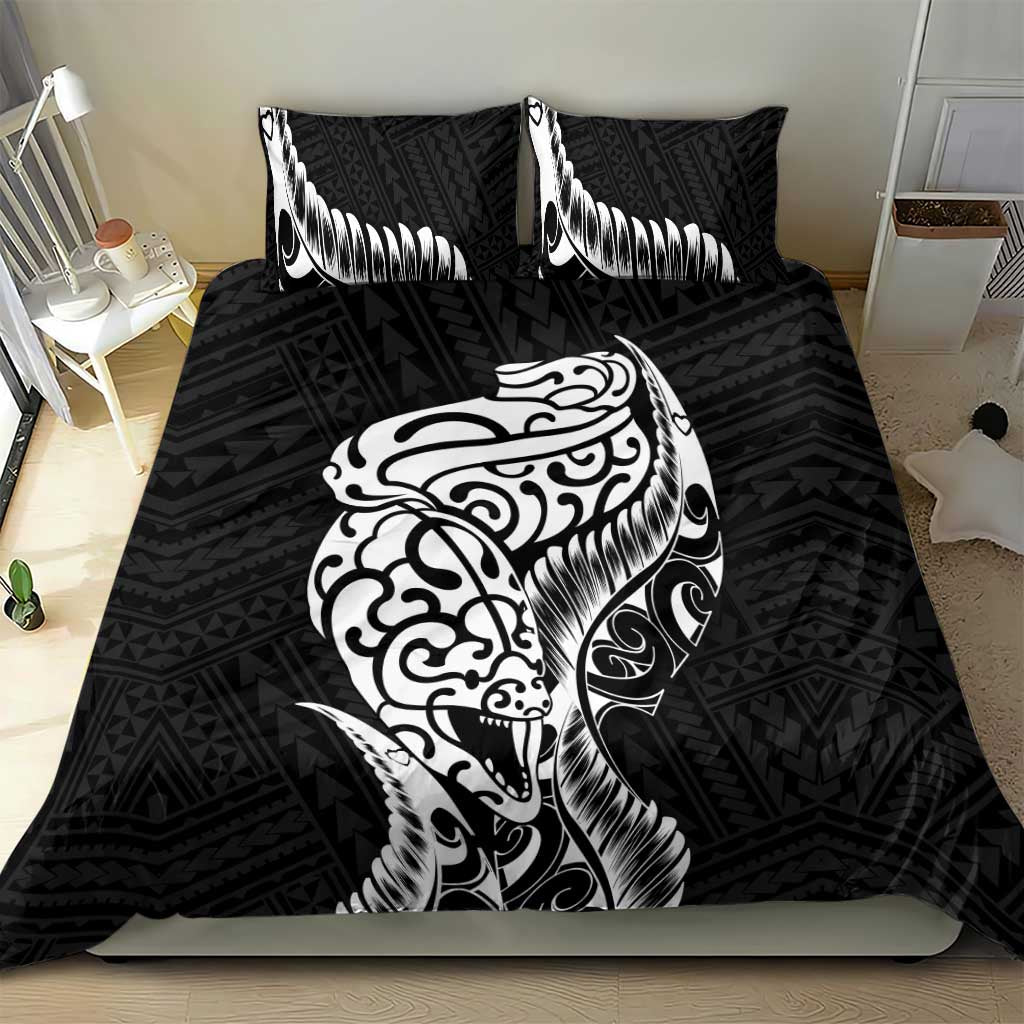 New Zealand Eel Bedding Set Tuna Aotearoa Maori Patten - Black LT14 - Polynesian Pride