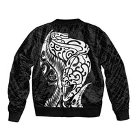 New Zealand Eel Bomber Jacket Tuna Aotearoa Maori Patten - Black LT14 - Polynesian Pride