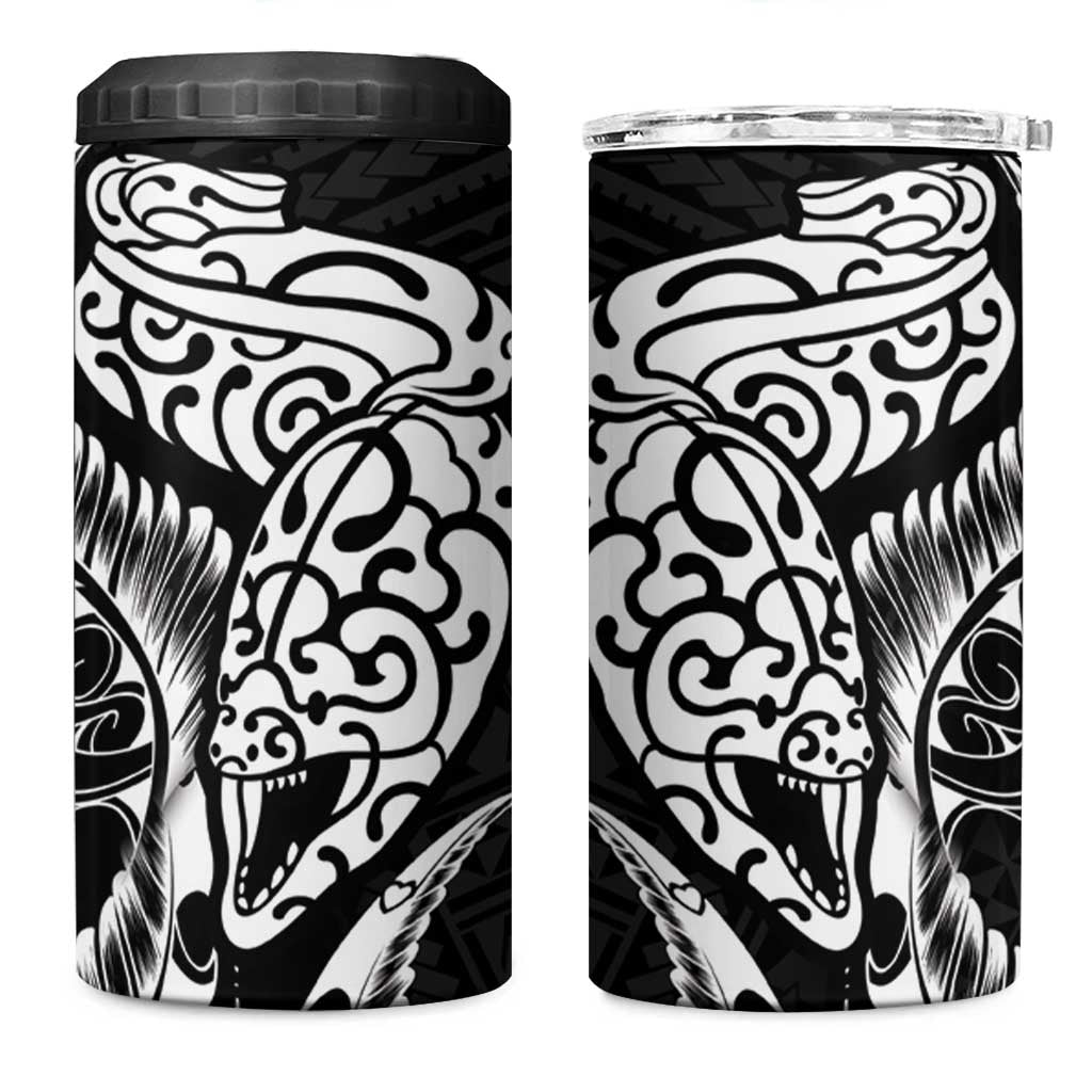 New Zealand Eel 4 in 1 Can Cooler Tumbler Tuna Aotearoa Maori Patten - Black LT14 One Size: 16 oz Black - Polynesian Pride