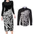 New Zealand Eel Couples Matching Long Sleeve Bodycon Dress and Long Sleeve Button Shirt Tuna Aotearoa Maori Patten - Black