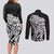 New Zealand Eel Couples Matching Long Sleeve Bodycon Dress and Long Sleeve Button Shirt Tuna Aotearoa Maori Patten - Black