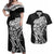 New Zealand Eel Couples Matching Off Shoulder Maxi Dress and Hawaiian Shirt Tuna Aotearoa Maori Patten - Black