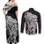 New Zealand Eel Couples Matching Off Shoulder Maxi Dress and Long Sleeve Button Shirt Tuna Aotearoa Maori Patten - Black