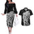 New Zealand Eel Couples Matching Off The Shoulder Long Sleeve Dress and Hawaiian Shirt Tuna Aotearoa Maori Patten - Black