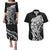 New Zealand Eel Couples Matching Puletasi and Hawaiian Shirt Tuna Aotearoa Maori Patten - Black